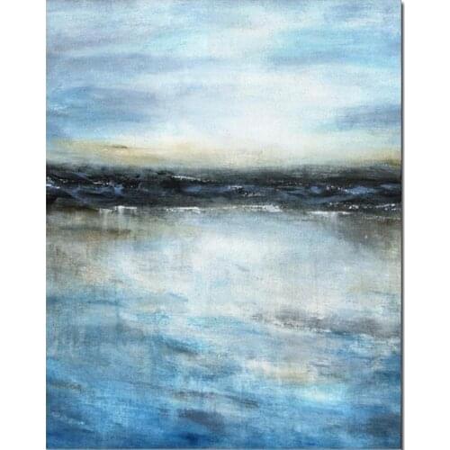 Abstract Oecan Art Blue Painting Handmade Oil Canvas Modern Artwork Seascape Simple Decorative Paintings For Kitchen Bathroom