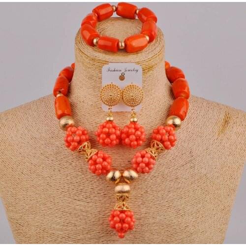 African Wedding Beads Nigerian Coral Jewelry Set 1R-ZQ1A