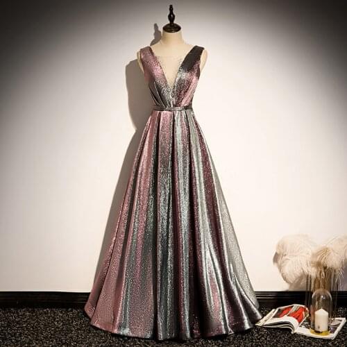 Sparkly V-Neck Red Prom Dresses Puff Sleeves A-Line Evening Dresses Starry Tulle Formal Party Dresses
