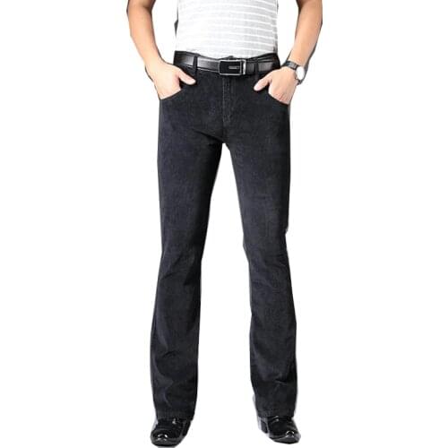 Corduroy retro pants mens black autumn and winter casual high waist loose flared pants men 28-38 size