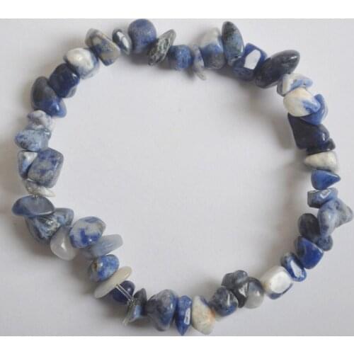 Lucky Chip Beads Blue Sodalite Stretch Bracelet 8 Inch Jewelry G664