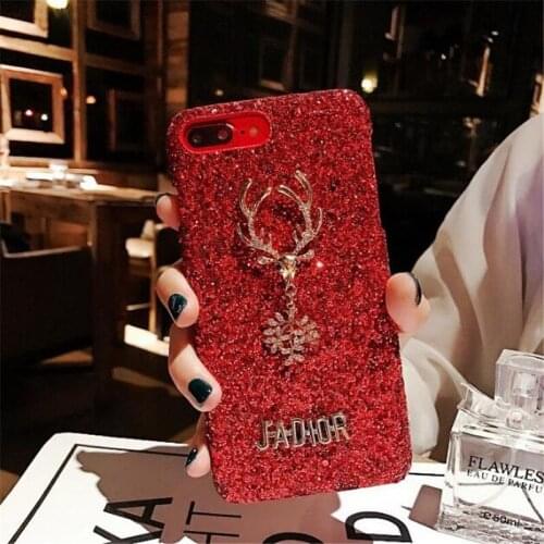 Christmas Luxury Bling Glitter Sparkle Cute Phone Cases For iPhone XS Max X XR 8 7 6S Plus Hard PC Cover Christmas Gift