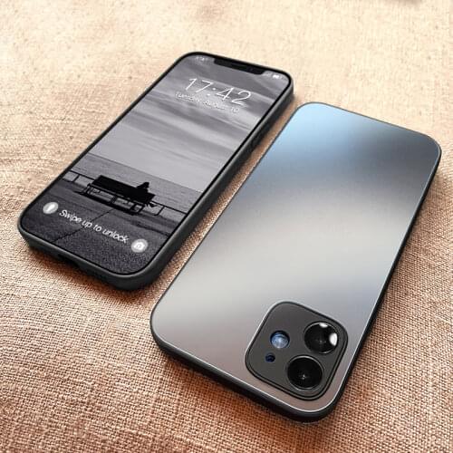 ASM Original Square Frosted Tempered Glass Phone Case For iPhone 12 11 Pro Max Mini XS XR X 8 7 Plus SE 2020 Hard Thin Cover