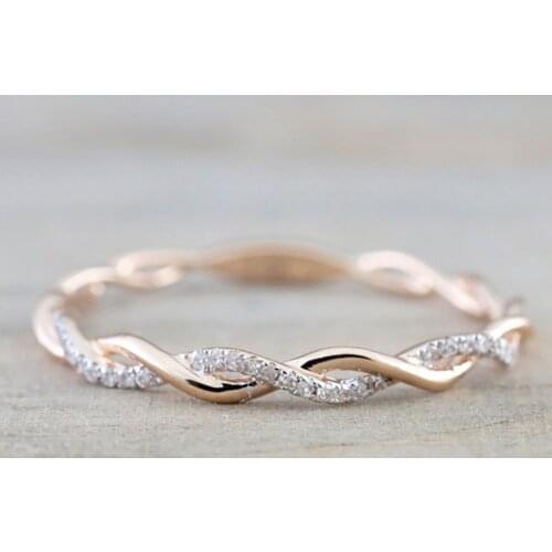 DANS ELEMENT Twist Classical Cubic Zirconia Wedding Engagement Ring for Woman Girls Austrian Crystals Gift Rings Bague DEKCR806