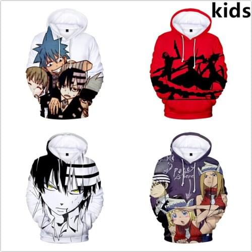 3 To 14 Years Kids Hoodies Anime Soul Eater 3d Printed Hoodie Sweatshirt Boys Girls Long Sleeve Jacket Coat Children Clothes