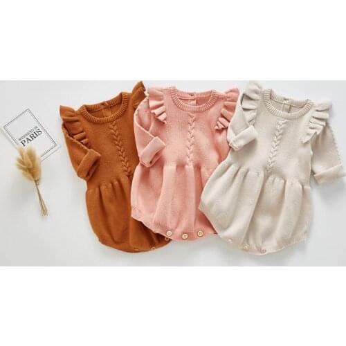 Autumn 0-3Yrs Baby Boys Girls Knitted Clothes Outfits Cotton Infant Boys Jumpsuit Clothing Newborn Girls Long Sleeve Romper