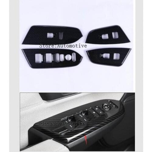 For Honda CRV 2017 2018 CR-V Window Lift Switch Door Armrest Mirror Lock Adjust Cover Interior Trims Carbon Fiber