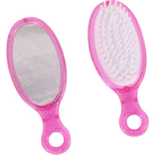 18 Inch Doll Sized Pink Hair Care Set Doll Brush, Mirror Suit