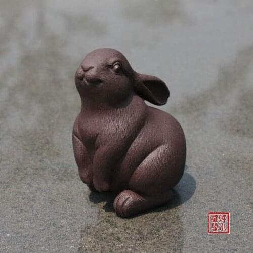 China collection yixing red stoneware Tea pet Zodiac rabbit Ornament