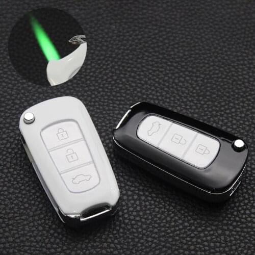 Torch Turbojet Lighter Butane Inflatable Cigar Creative Car Key Lighter Cigarette Metal Green Fireproof Windproof Lighter