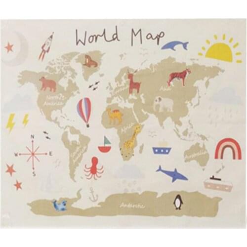 World Map Cotton Canvas World Map Print Hanging Tapestry Dorm Home Wall Decor