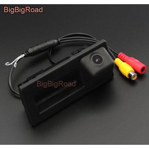 BigBigRoad Car Trunk Handle Rear View Camera For Skoda Octavia A7 Mk3 5E 2013 2014 2015 2016 -2018 Original Monitor Compatible