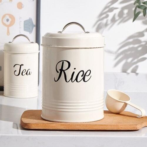 Round Rice Holder Box for Home Storage Powder Flour Food Freshing Container Kitchen Bathroon Storage Bins with Spoon