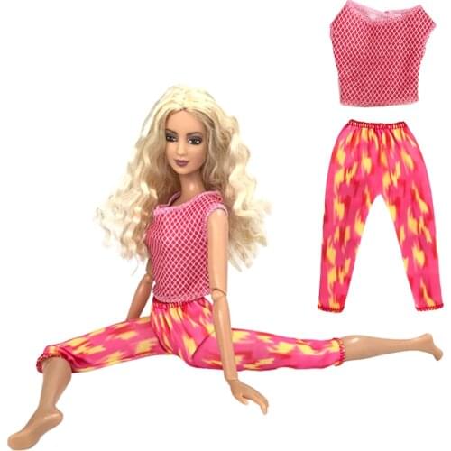 NK 1 Pcs Fashion Yoga Clothes For 1/6 Doll Colourful Shirt + Modern Shorts Outfit for Barbie Doll Accessories Baby Toys