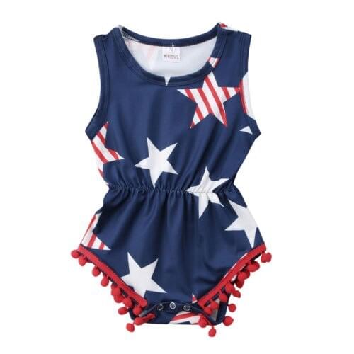 Newborn Baby Girls Clothing Fourth of July Kids Baby Girls Star Romper Jumpsuit Playsuit Outfits