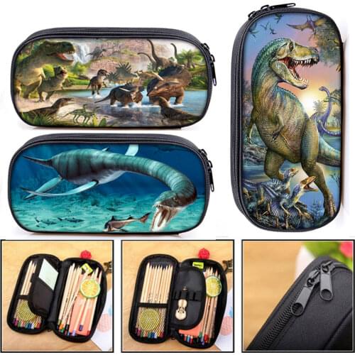 Dinosaur Print Cosmetic Cases Pencil Box Boys Girls T. Rex Pencil Bags Children School Case Stationary Bag Gift