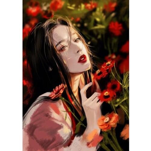 Full Round Drill Embroidery Sexy Lady Portrait 5D Diy Diamond Painting Decoration Bedroom Rhinestone Picture Handmade Products