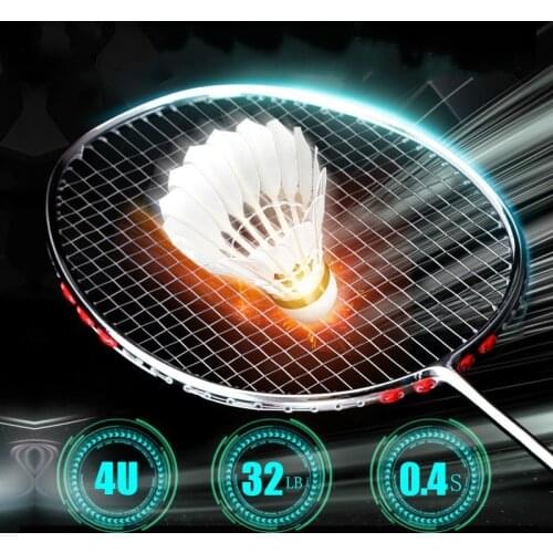 Professional 4U 82g Ultralight Full Carbon Badminton Racket Racquet Plating Process 22-32LBS Sport Competition Badminton Rackets