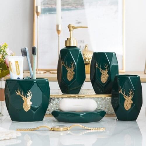 American simple and light luxury Ceramic five-piece set Creative bathroom set Ornaments Decorations Home bathroom supplies