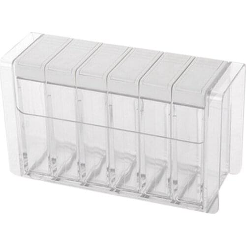 6 Pcs Transparent Plastic Seasoning Box Seasoning Dispenser Salt Msg Seasoning Jar Seasoning Storage Box White