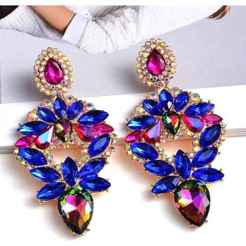 Luxury Big Crystal Drop Earrings Wedding Shiny Rhinestone Dangle Earrings Fashion Jewelry For Women Gift Bijoux