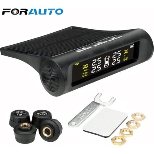 FORAUTO Smart Car TPMS Tyre Pressure Monitoring System Solar Power Digital LCD Display Auto Security Alarm Systems Tyre Pressure