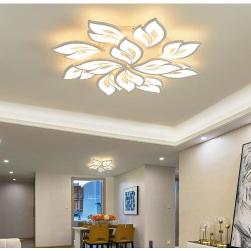 Modern LED Chandelier with Remote Control White Ceiling Acrylic Lamp for Living Room Kitchen Bedroom Pendant Luminaires Lighting