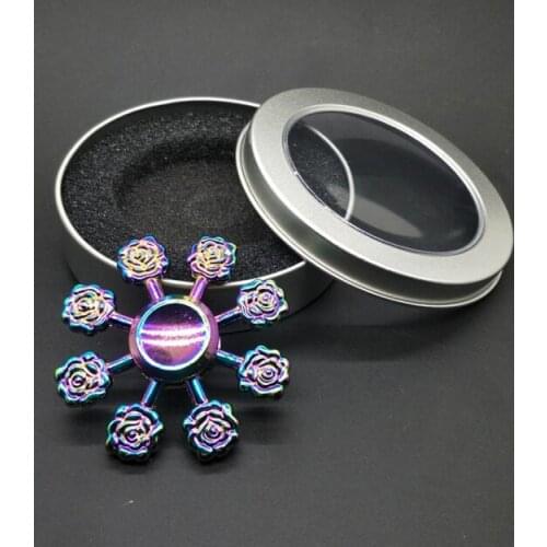 Rainbow Colorful Rose Flowe Beyblade Spinner Brass Fingertip Gyro ADHD Anti Stress EDC Toy Hand Spinner Kids Christmas Gifts