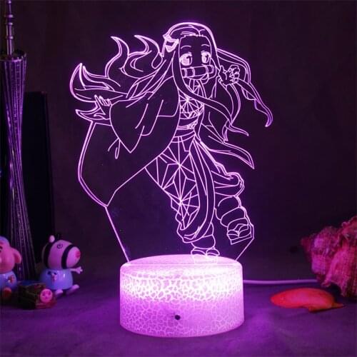 LED Night Light Anime Kimetsu No Yaiba Demon Slayer Lamp Kids Child Birthday Gift for Bedroom Decor Agatsuma Zenitsu Light