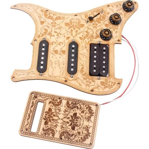 Tooyful Maple Wood SSH Prewired Alnico V Humbucker Pickup Pickguard Scratch Plate Set for Electric Guitar Replacement Parts