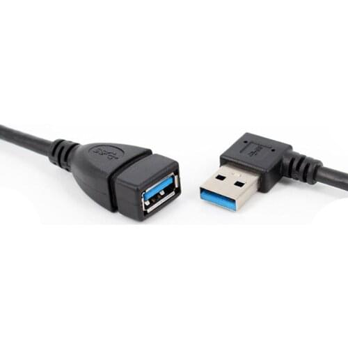 23cm 90 Degree Up & Down & Left & Right Angled USB 3.0 A Male to USB Female Extension Adapter Black cable