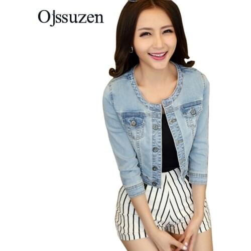 Womens Jeans Jacket Spring Female Coats Vintage Retro Short Denim Ladies Jacket Autumn Slim Outerwear Fashion Femininos