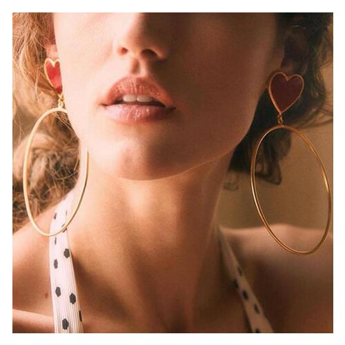 Fashion Cross Red Heart Big Circle endless Hoop Earrings Womens Statement Jewelry Gift Brincos Oorbellen Bijoux for Girl Female
