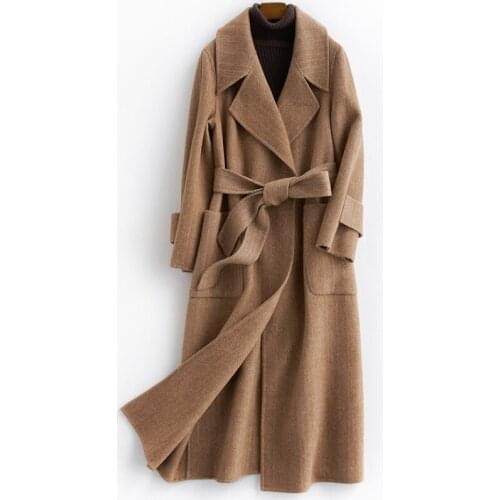 100% Wool Coat Female Autumn Winter Jacket Women Double Side Woolen Coats Korean Long Jackets Chaqueta Mujer MY