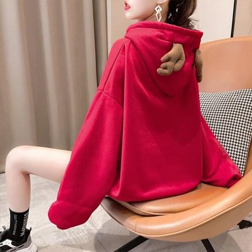 Christmas 2021 Womens Spring Autumn Hoodies Thin Long Sleeve Hooded Sweatshirt Cute Casual Loose Vintage Hoodie Streetwear