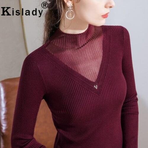 Winter Turtleneck Long Sleeve Gothic Hollow Out Shirts Sexy Lace Patchwork OL Harajuku Korean Clothes Fashion Tops Solid Shirt