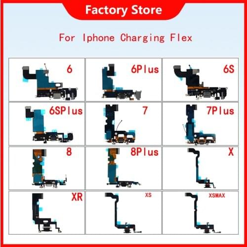 1pcs For iPhone6 6P 7 7P 8 6S PLUS Charger Charging USB Port Dock Connector Flex Cable With Microphone And Headphone Audio Jack