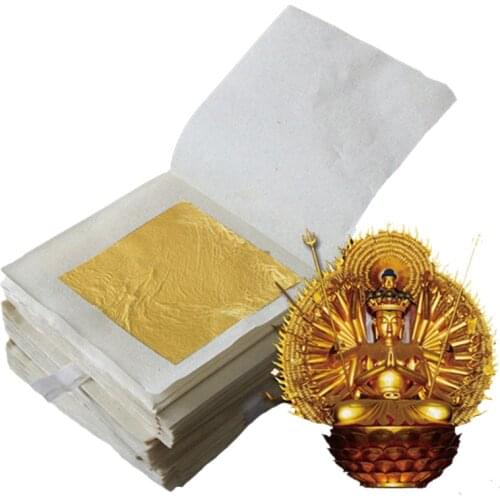 10 Pcs 24K Pure Genuine Edible Gold Leaf Foil Sheet Decor Foil Golden Cover