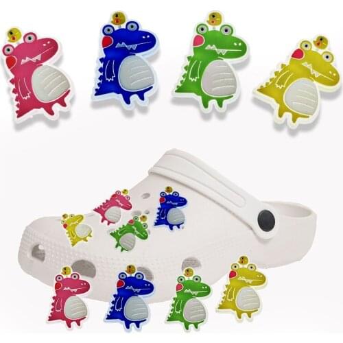 10pcs Shoe Charm Decoration Fit Corc Shoes Croz Jib Wristband Backpack Colorful Crocodile Transparent bottom Glow in the Dark
