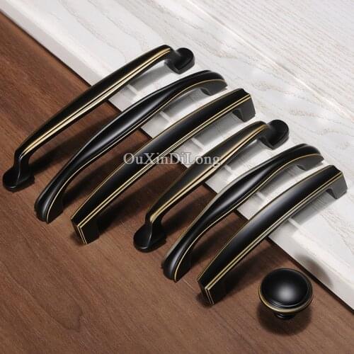 European 10PCS Solid Zinc Alloy Kitchen Cabinet Door Handles Thicken Cupboard Wardrobe Drawer Cabinet Pulls Handles and Knobs