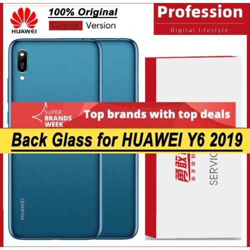 100% Original for Huawei Y6 2019 Back Battery Cover Housing Door Panel Case Battery Cover with Camera Lens