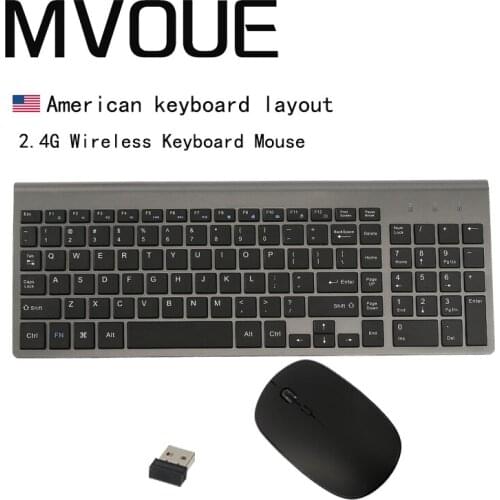 2.4G Wireless Thin Keyboard and Mouse, The America keyboard layout USB Slim with Numeric Keypad Compatible with Mac Windows