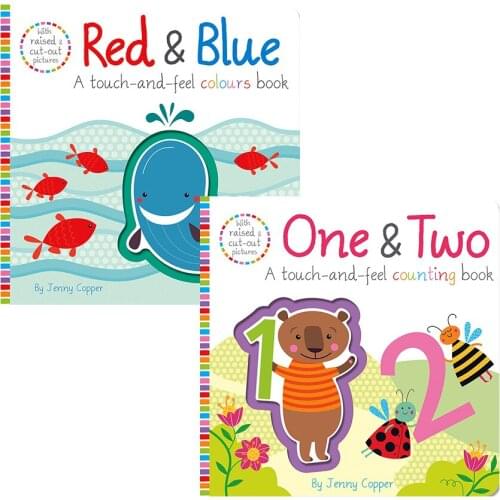 2 Books/Set Touch And Feel Counting and Colors Book English Educational Picture Books Children Reading Book