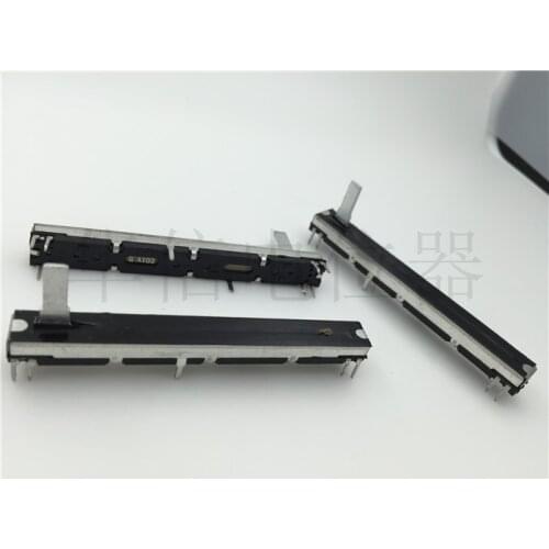 2pcs 75mm mixer PV14 straight sliding potentiometer A10Kx2 -15C / A103 double fader black bottom stroke 60mm