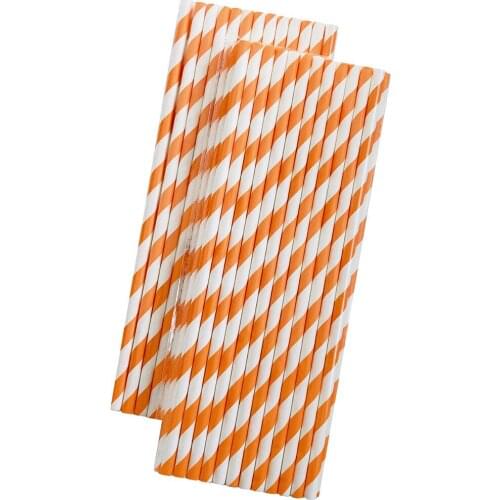 25pcs Striped Paper Straws Orange and White Eco Friendly Straws for Juice Soda Cocktails Shakes RERI889