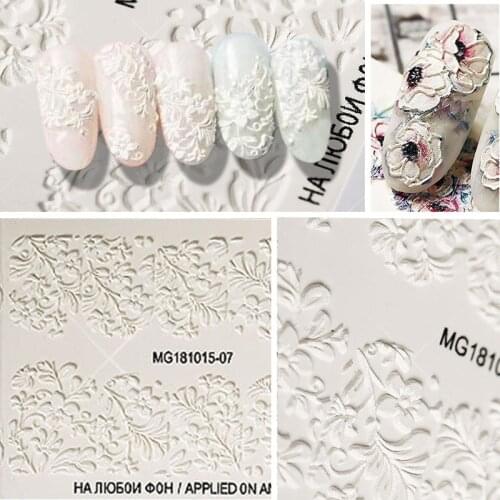 3D nail sticker Acrylic Engraved Flower 10.5*6.5cm Embossed Flower Nail Water Decals Beautiful Nail Water Slide Decals