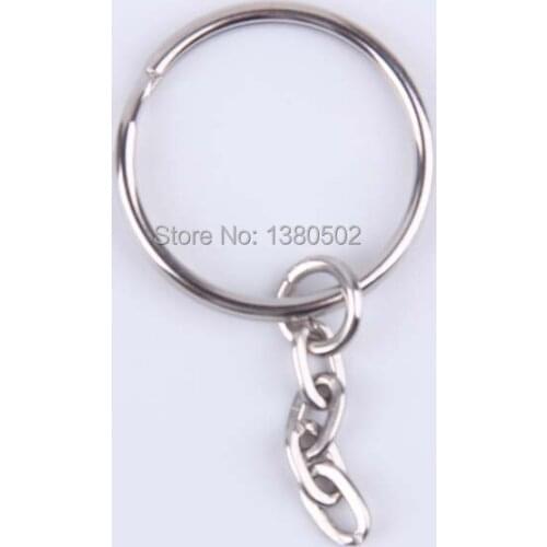 50pcs 25mm nickel color metal key ring with chain key chain hardware accessories