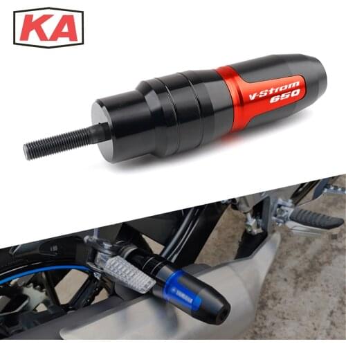 With logo Motorcycle CNC Accessories parts Exhaust Sliders Crash Pads Protector For SUZUKI V-Strom 650/XT Vstrom DL650 2017-2020