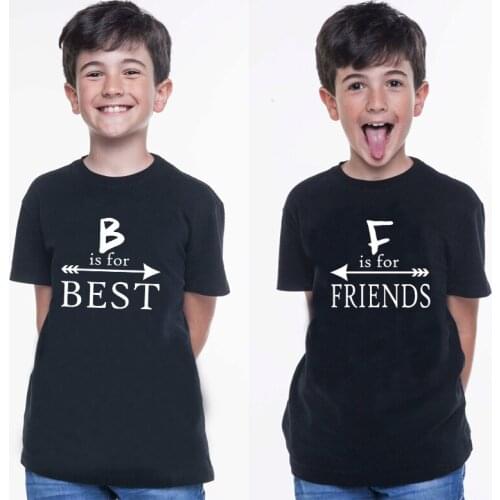 B Is for Best and F Is for Friend Baby Boys Girls Summer T-shirt Best Friends Short Sleeves Clothes Chidren Matching Clothes