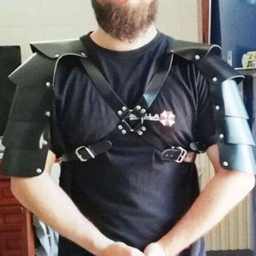 BDSM Sexual Shoulder Armor Chest Harness Men Fetish Leather Body Cage Harness Belt Erotic Fetish Rave Bondage Lingerie For Sex